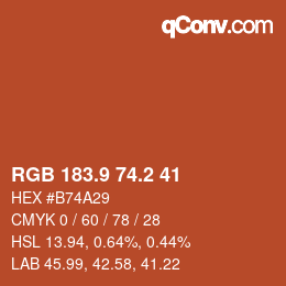 Color code: RGB 183.9 74.2 41 | qconv.com