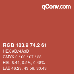 Color code: RGB 183.9 74.2 61 | qconv.com