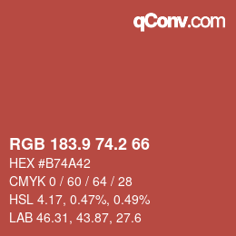 Color code: RGB 183.9 74.2 66 | qconv.com