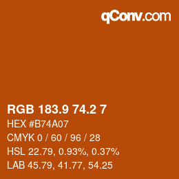 カラーコード: RGB 183.9 74.2 7 | qconv.com