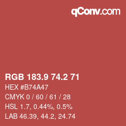 Color code: RGB 183.9 74.2 71 | qconv.com