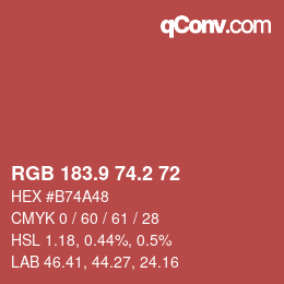 Color code: RGB 183.9 74.2 72 | qconv.com