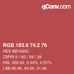 Color code: RGB 183.9 74.2 76 | qconv.com