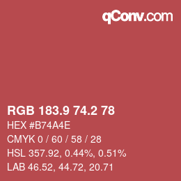 カラーコード: RGB 183.9 74.2 78 | qconv.com
