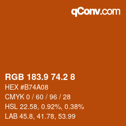 カラーコード: RGB 183.9 74.2 8 | qconv.com