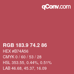 Code couleur: RGB 183.9 74.2 86 | qconv.com