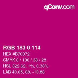Color code: RGB 183 0 114 | qconv.com