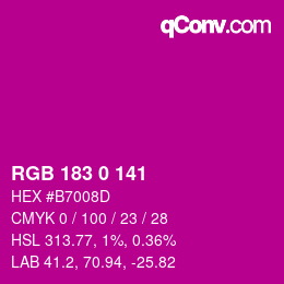 颜色代码: RGB 183 0 141 | qconv.com