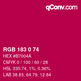 颜色代码: RGB 183 0 74 | qconv.com