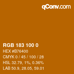 カラーコード: RGB 183 100 0 | qconv.com