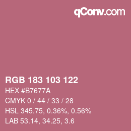 Color code: RGB 183 103 122 | qconv.com