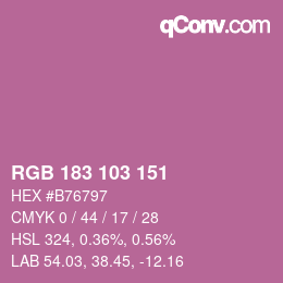 Color code: RGB 183 103 151 | qconv.com