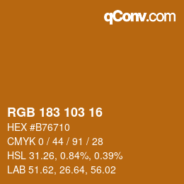 颜色代码: RGB 183 103 16 | qconv.com