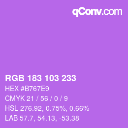 Color code: RGB 183 103 233 | qconv.com