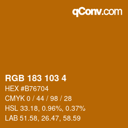 カラーコード: RGB 183 103 4 | qconv.com