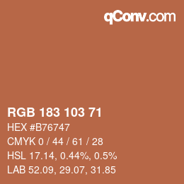 Color code: RGB 183 103 71 | qconv.com