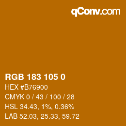 Color code: RGB 183 105 0 | qconv.com