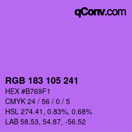 Color code: RGB 183 105 241 | qconv.com