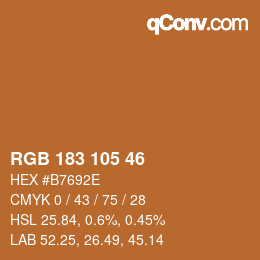 Color code: RGB 183 105 46 | qconv.com