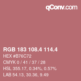颜色代码: RGB 183 108.4 114.4 | qconv.com