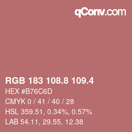 カラーコード: RGB 183 108.8 109.4 | qconv.com