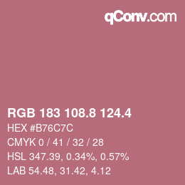 カラーコード: RGB 183 108.8 124.4 | qconv.com