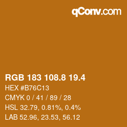カラーコード: RGB 183 108.8 19.4 | qconv.com
