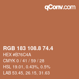 カラーコード: RGB 183 108.8 74.4 | qconv.com