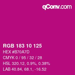 Color code: RGB 183 10 125 | qconv.com