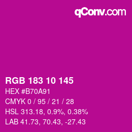 カラーコード: RGB 183 10 145 | qconv.com