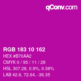 Color code: RGB 183 10 162 | qconv.com