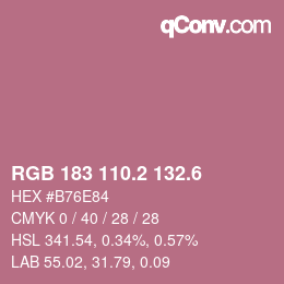カラーコード: RGB 183 110.2 132.6 | qconv.com