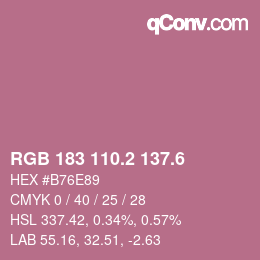 カラーコード: RGB 183 110.2 137.6 | qconv.com