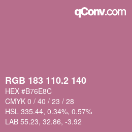 カラーコード: RGB 183 110.2 140 | qconv.com