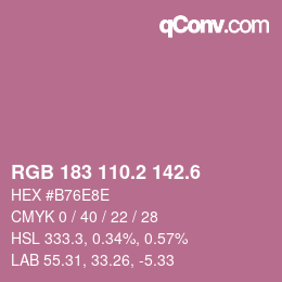 カラーコード: RGB 183 110.2 142.6 | qconv.com