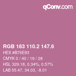 カラーコード: RGB 183 110.2 147.6 | qconv.com