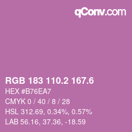 カラーコード: RGB 183 110.2 167.6 | qconv.com