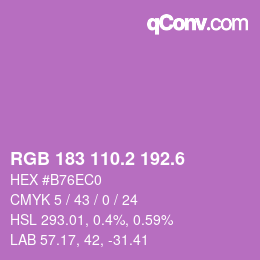 カラーコード: RGB 183 110.2 192.6 | qconv.com