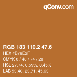 カラーコード: RGB 183 110.2 47.6 | qconv.com