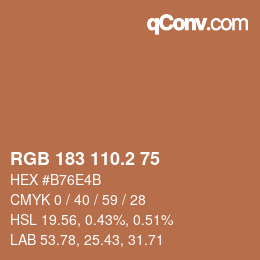 カラーコード: RGB 183 110.2 75 | qconv.com