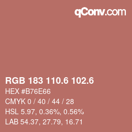 カラーコード: RGB 183 110.6 102.6 | qconv.com