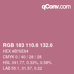 カラーコード: RGB 183 110.6 132.6 | qconv.com