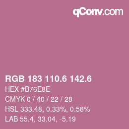 カラーコード: RGB 183 110.6 142.6 | qconv.com