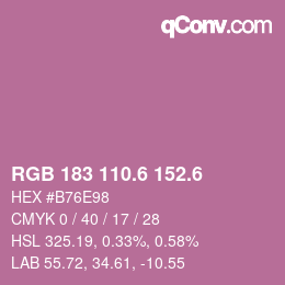 カラーコード: RGB 183 110.6 152.6 | qconv.com