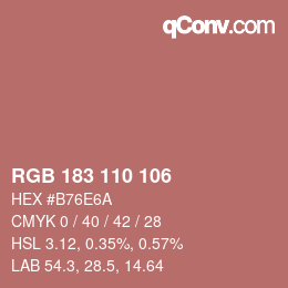 カラーコード: RGB 183 110 106 | qconv.com