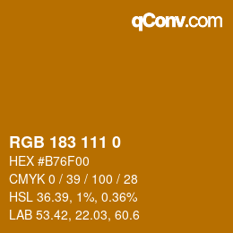 Color code: RGB 183 111 0 | qconv.com