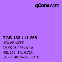 Color code: RGB 183 111 255 | qconv.com
