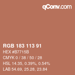 Color code: RGB 183 113 91 | qconv.com