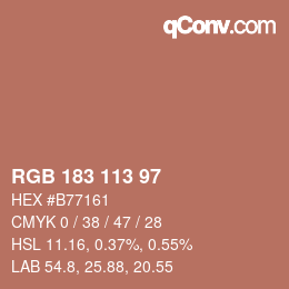 カラーコード: RGB 183 113 97 | qconv.com