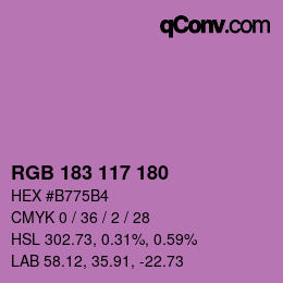 Color code: RGB 183 117 180 | qconv.com